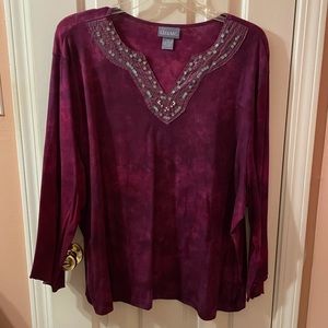 Vintage Plus size Liz & Me Purple Tie Dye Beaded Shirt